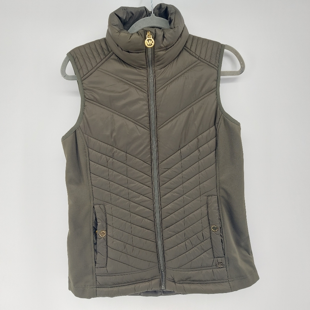 Michael Michael Kors Khaki Quilted Puffer Vest Size Small